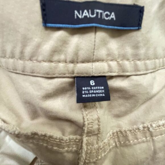 Nautica tan cotton blend crop pants with button adjustment on legs, size 6 - Picture 5 of 5